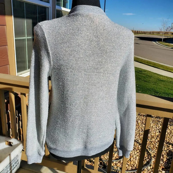 Juicy Couture Cardigan Bomber Women's Small Silver Mesh Full Zip Sweater Jacket - Picture 10 of 15